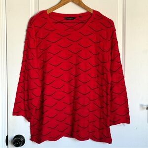 Investments Red Wave Pattern Women's Top Size 1X